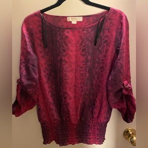 MICHAEL KORS Three-Fourths Sleeves Waist Band Women’s Tops